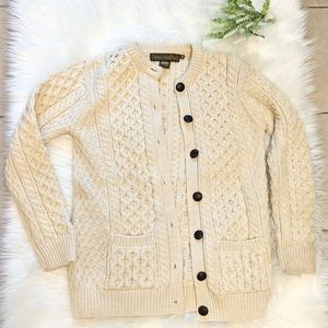Inis Crafts 100% merino wool sweater/cardigan med